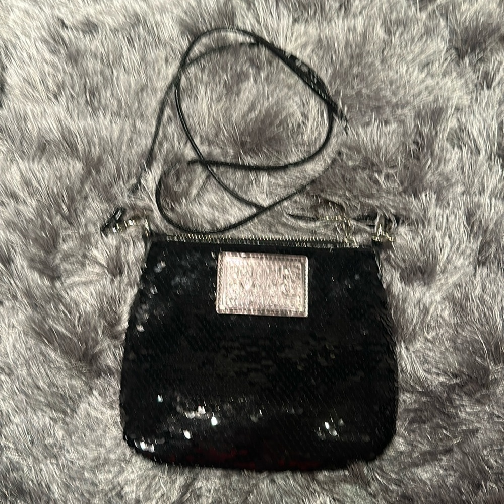 Coach Poppy Sequin Black Crossbody Purse Small